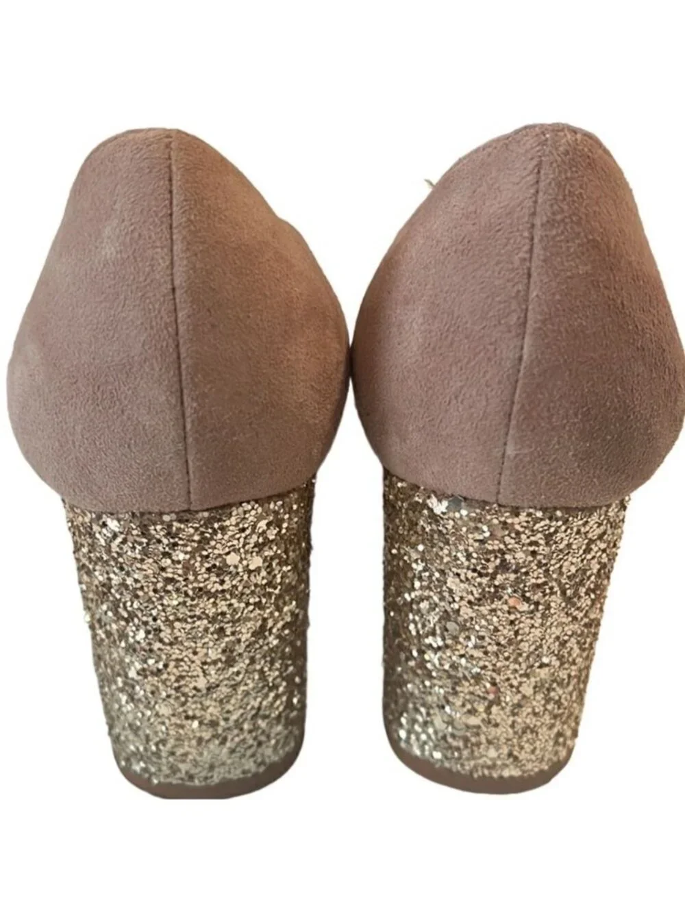 Kate Spade Anastasia Demi Rose Soft Suede Glitter Heel Pumps Size 7.5